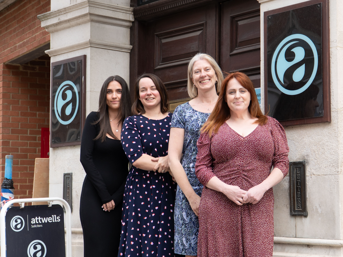 Ruby White, Charlotte Reason, Shelagne Earnshaw and Jo Debenham outside the Attwells office in Ipswich